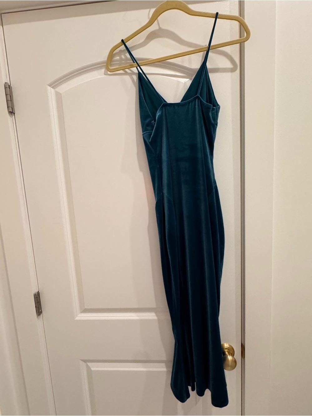 Norma Kamali Teal Velvet Maxi Slip Dress